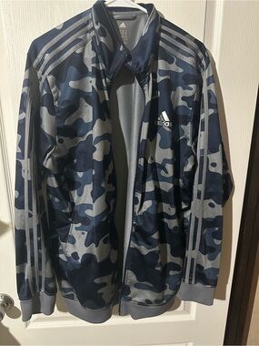 adidas Navy & Gray Camo Track Jacket